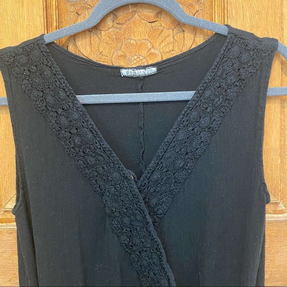 Gauzey Jumpsuit sleeveless pockets black SMALL elastic waist - Picture 4 of 8